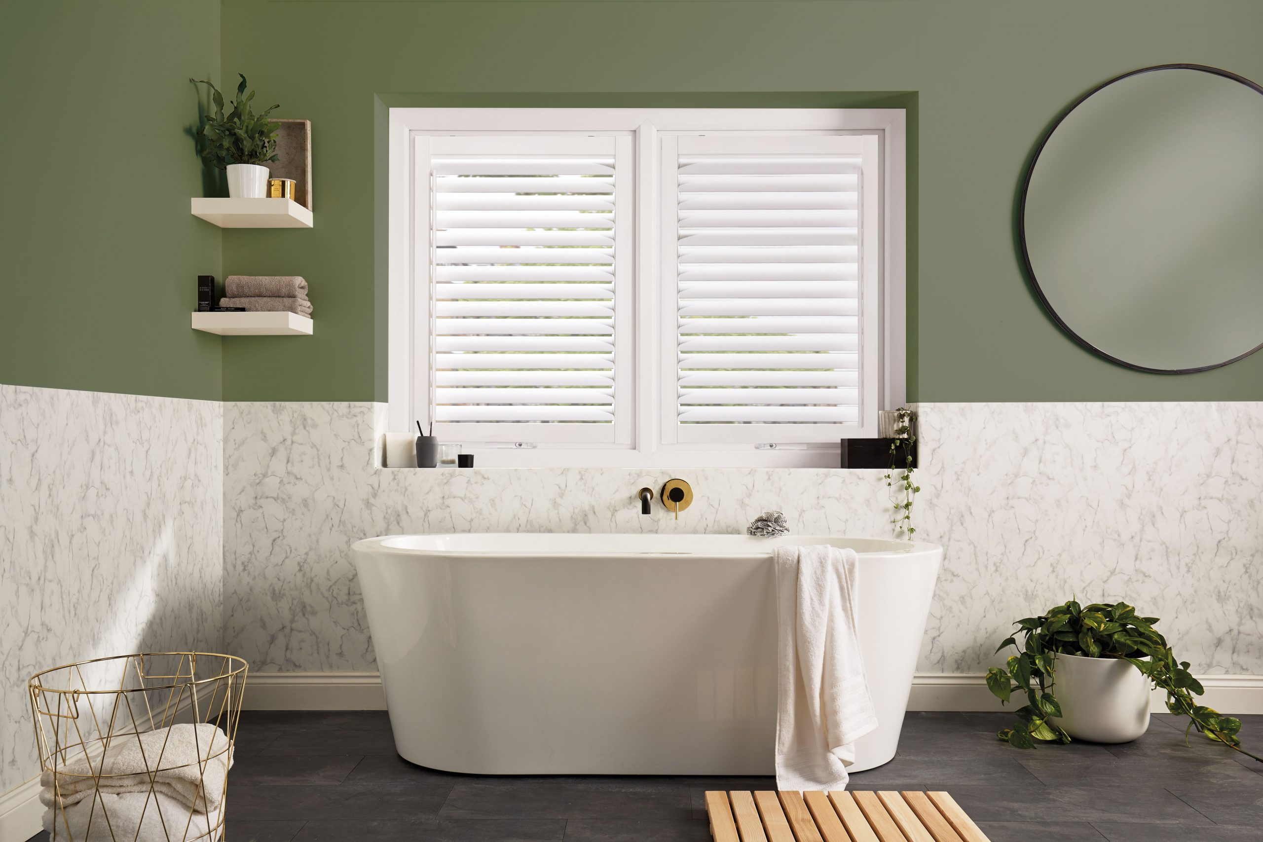Perfect fit shutters lite are waterproof and suitable for bathrooms