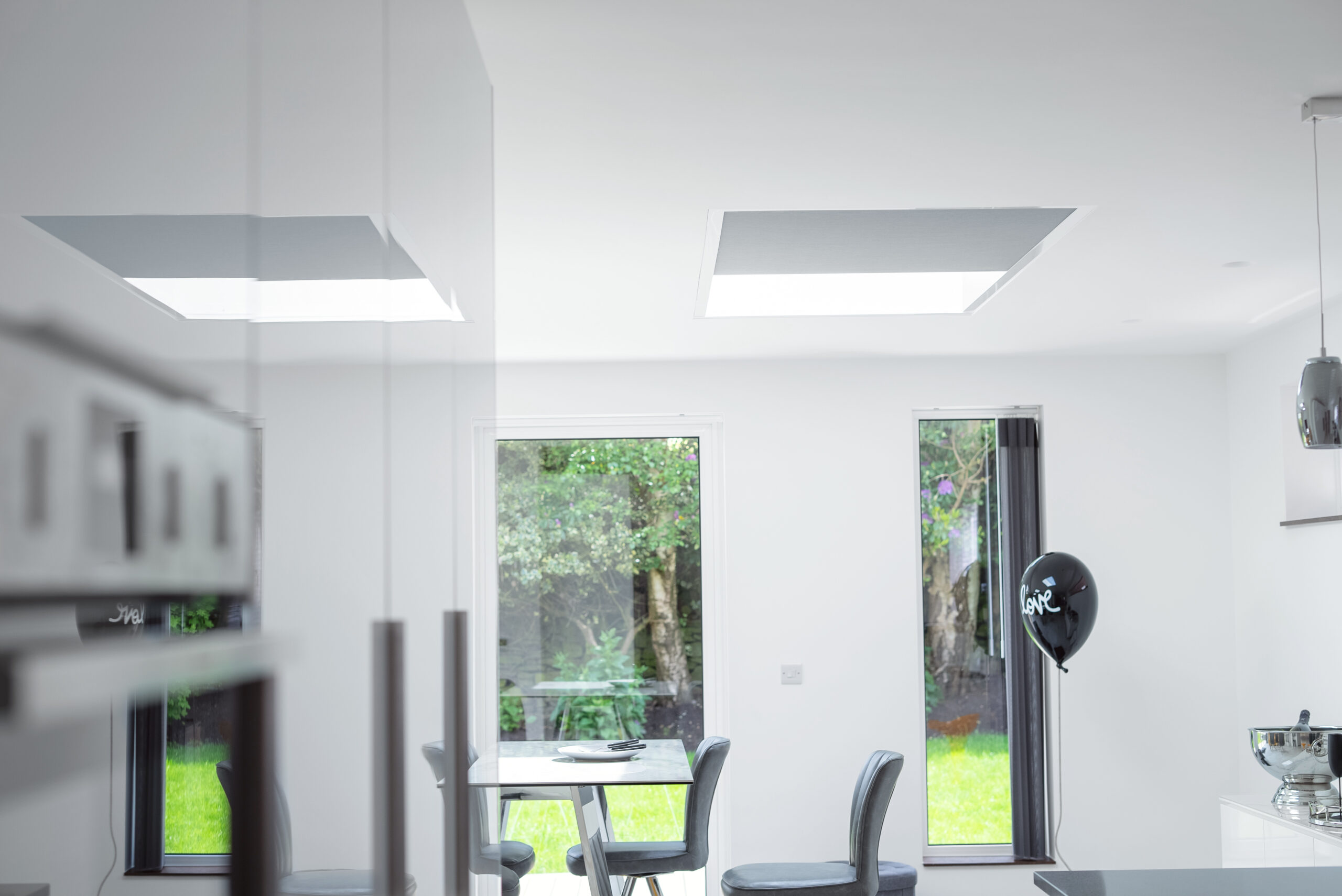 Lantern roof blinds in a kitchen diner